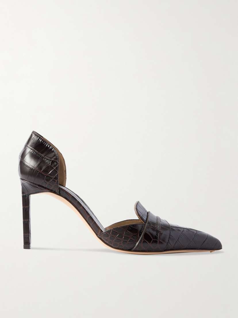 Tom Ford Eva D'orsay Glossed Croc-effect Leather Pumps