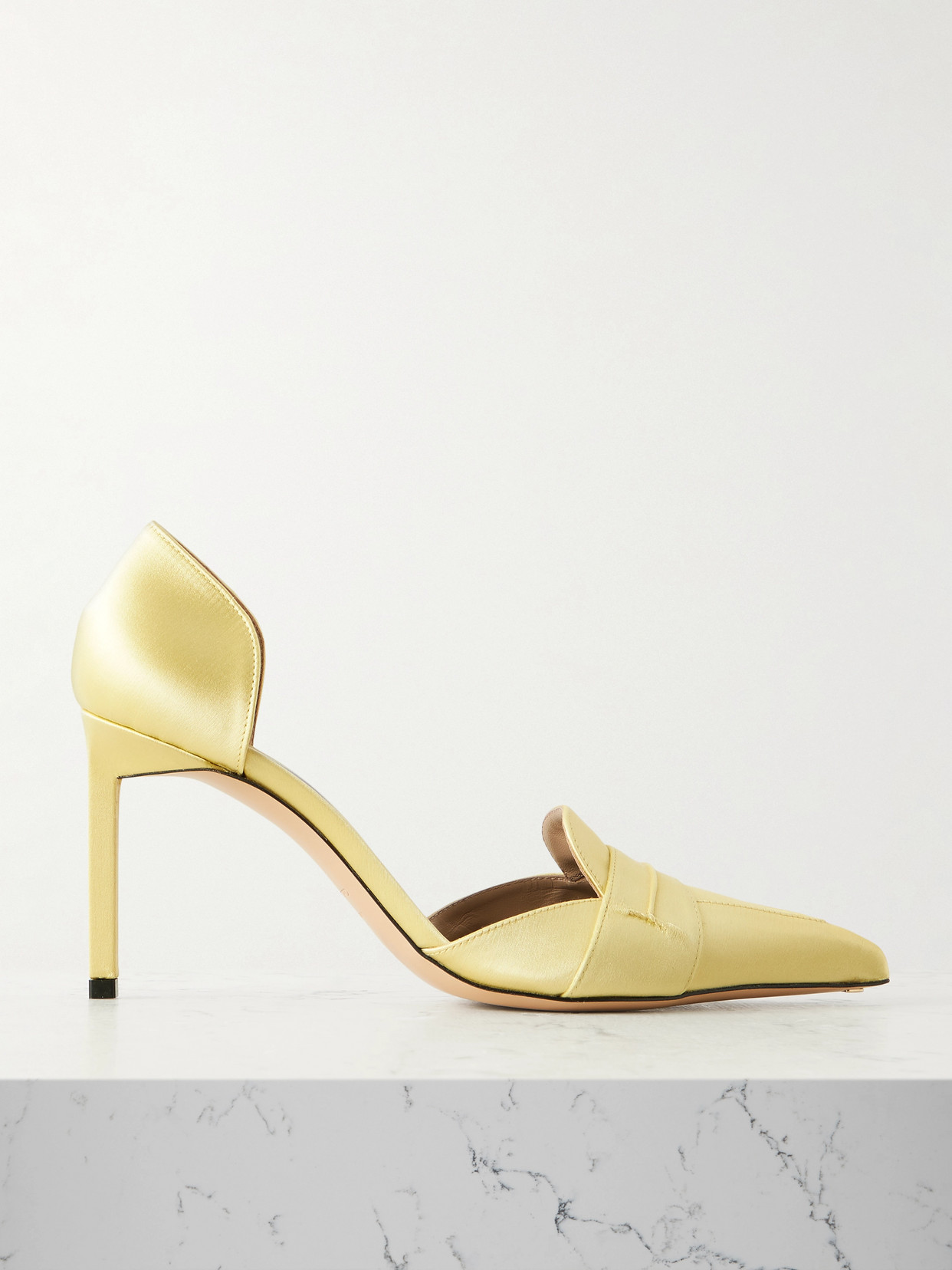 Tom Ford Eva D'orsay Satin Pumps In Yellow