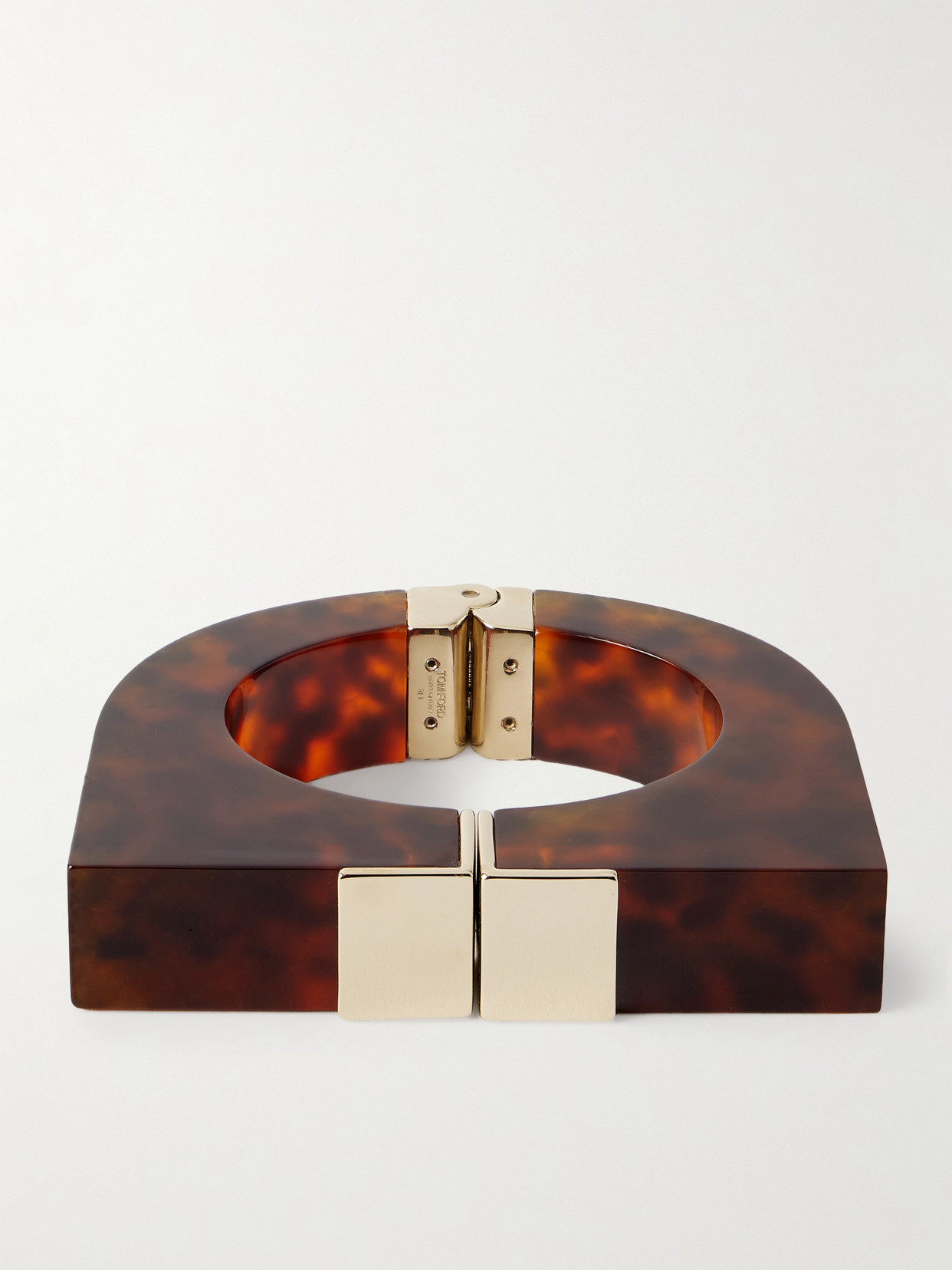 Tom Ford Gold-tone And Tortoiseshell Plexiglas® Cuff In Brown
