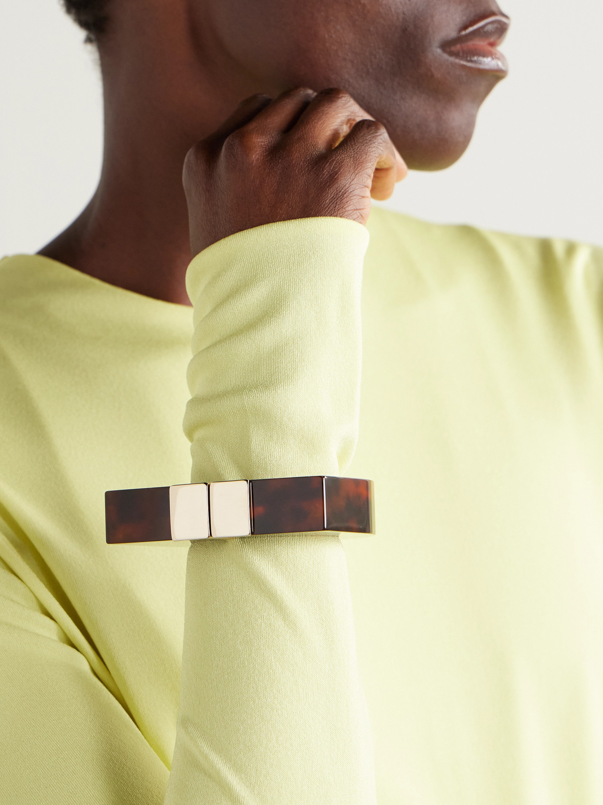 Tom Ford Gold-tone And Tortoiseshell Plexiglas® Cuff In Brown