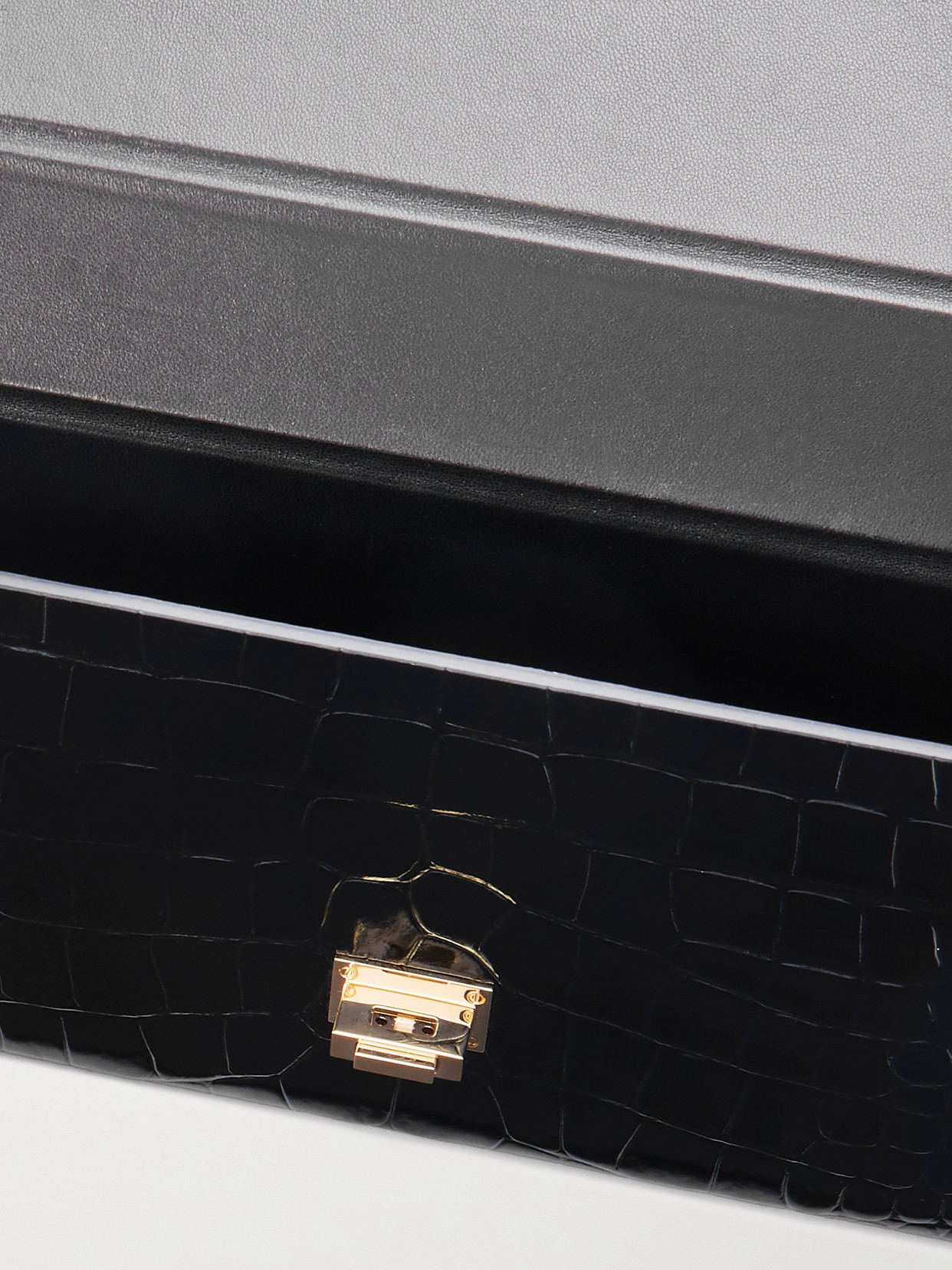 Tom Ford Glossed Croc-effect Leather Clutch In Black