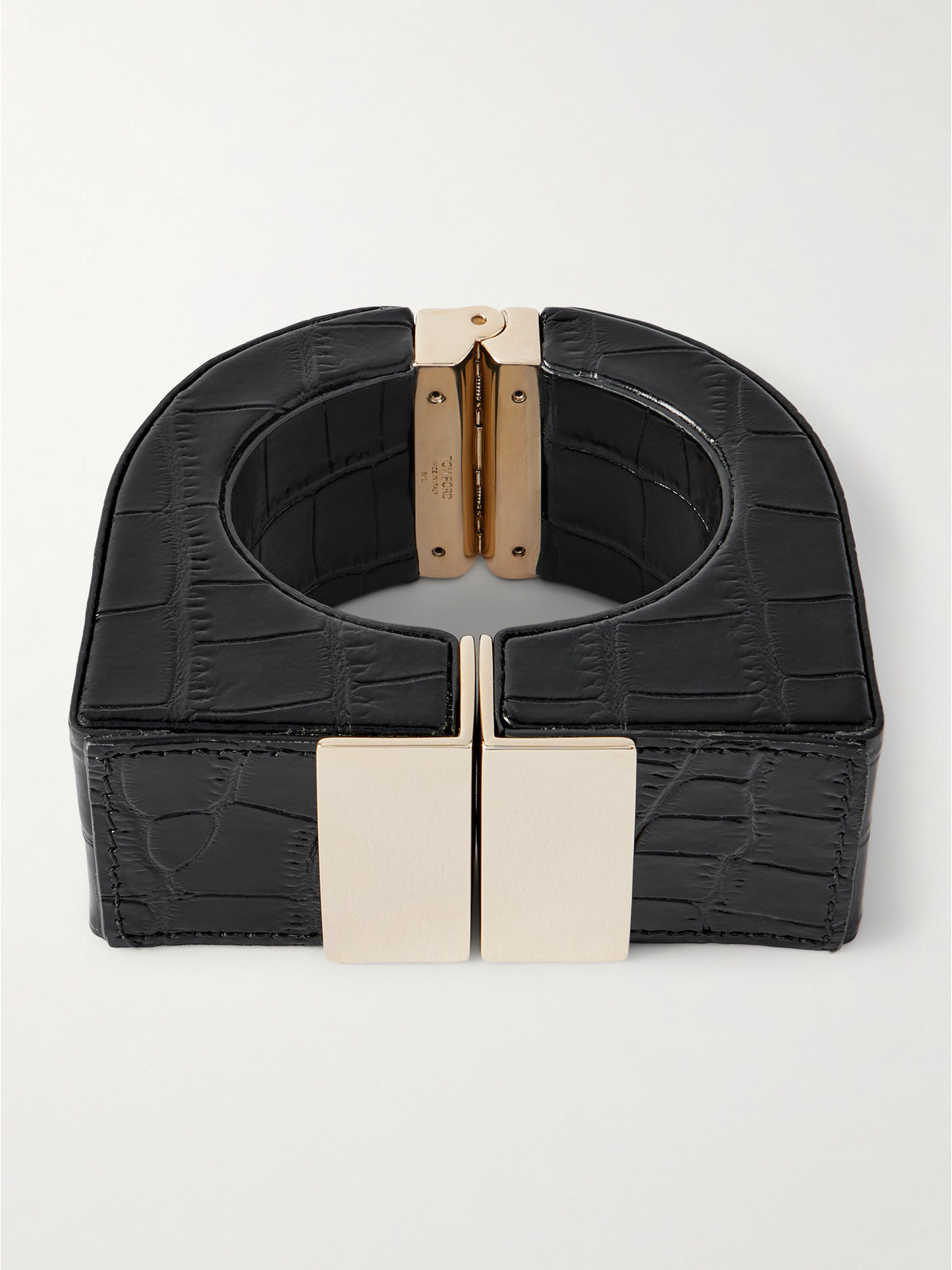 Tom Ford Croc-effect Patent-leather Cuff In Black