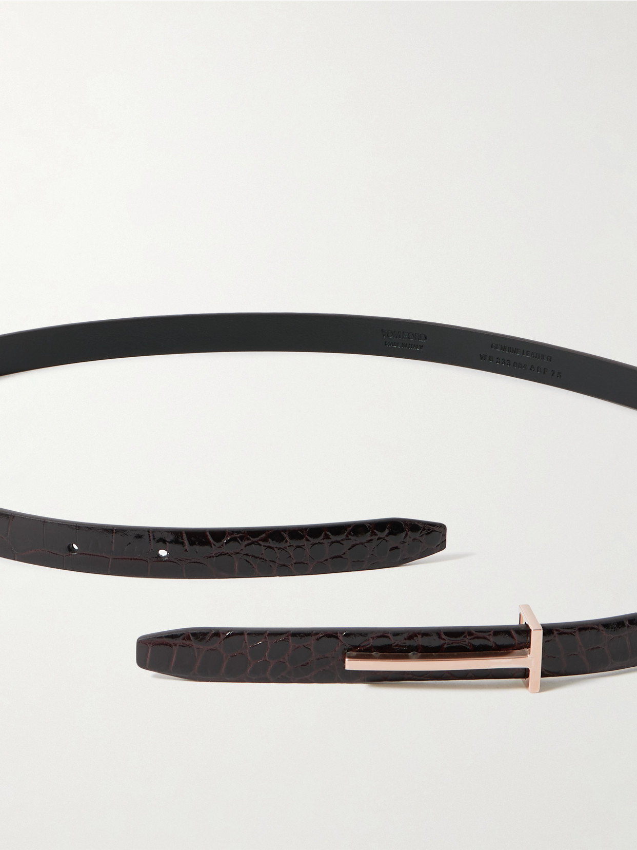 Tom Ford T Croc-effect Leather Belt In Brown