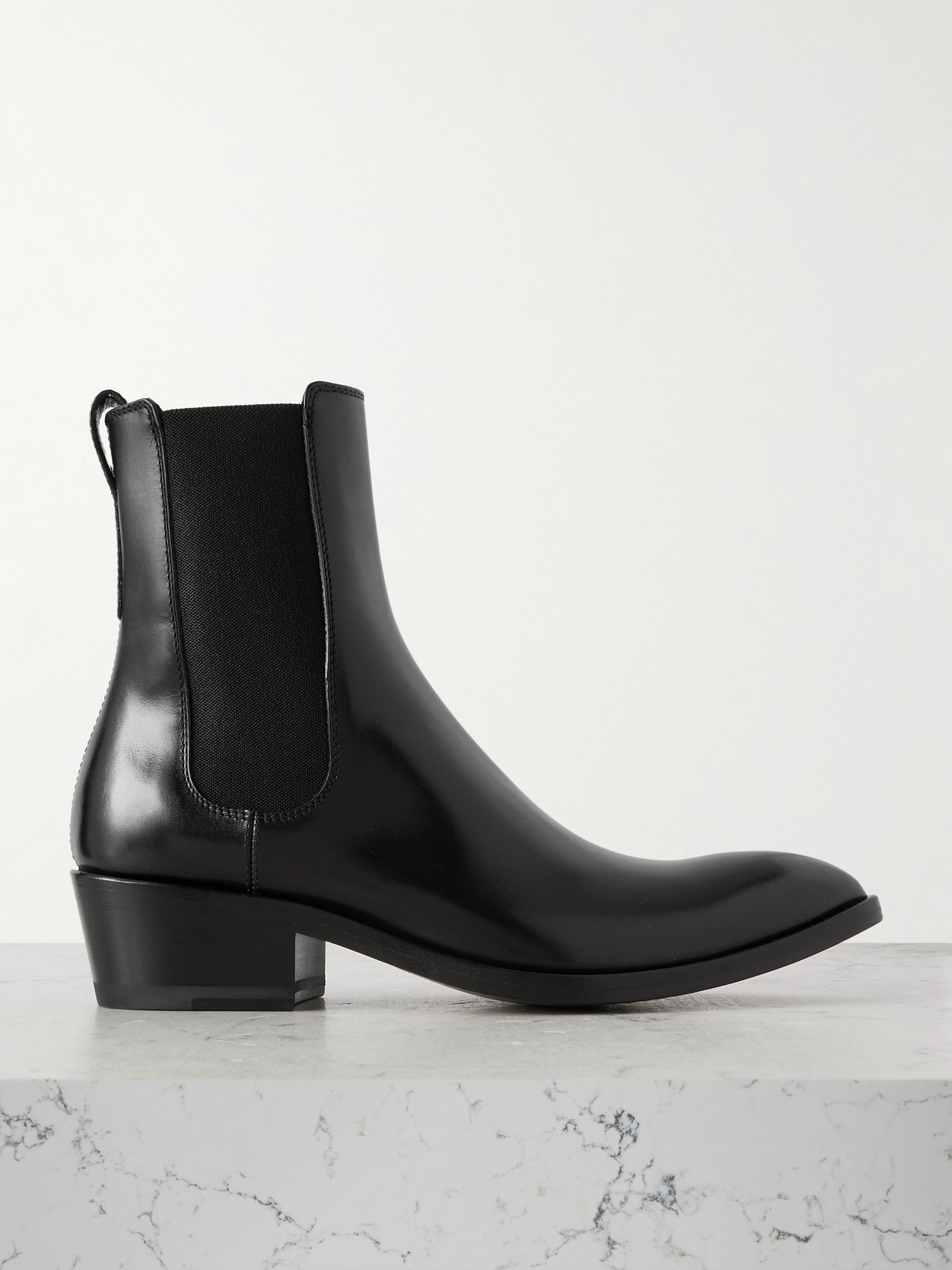 Tom Ford Leather Chelsea Boots In Black
