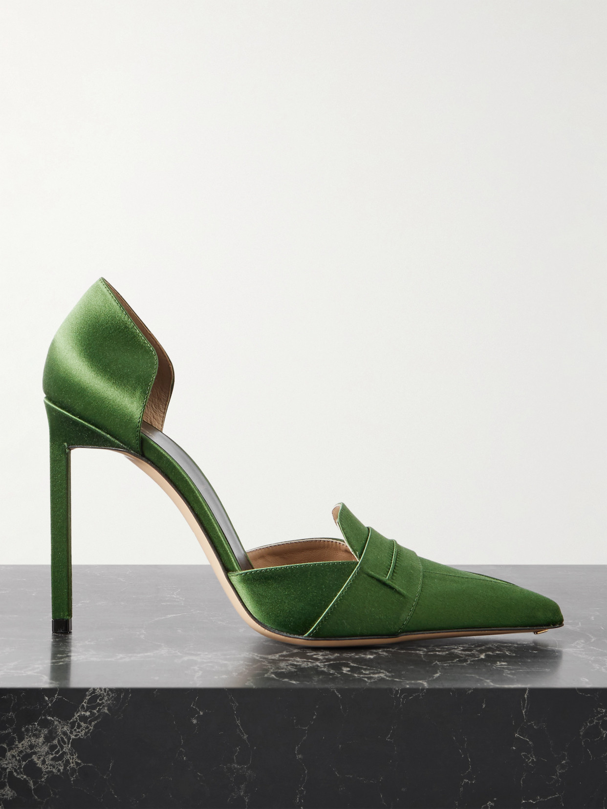 Tom Ford Eva D'orsay Satin Pumps In Green