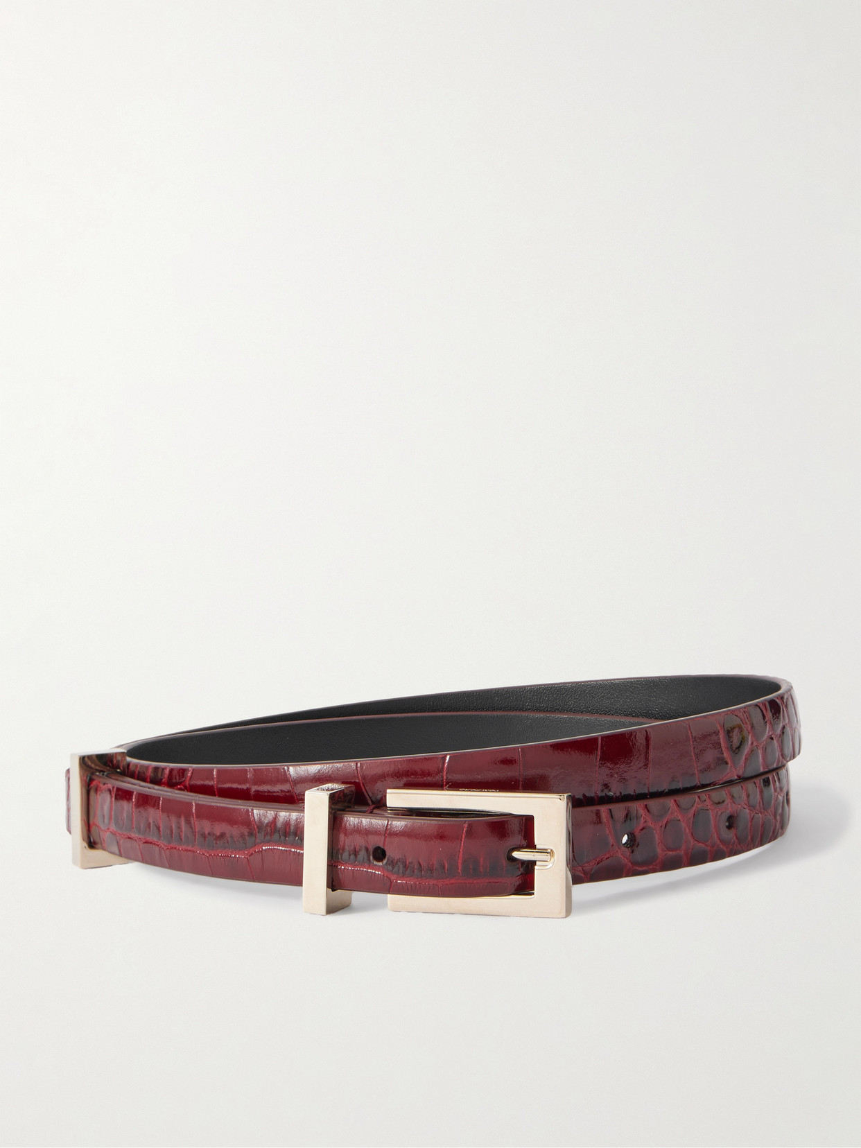 Tom Ford Croc-effect Patent-leather Belt In Brown