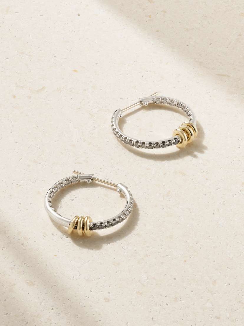 Spinelli Kilcollin Argo Demi Sterling Silver And 18-karat Gold Diamond Hoop Earrings