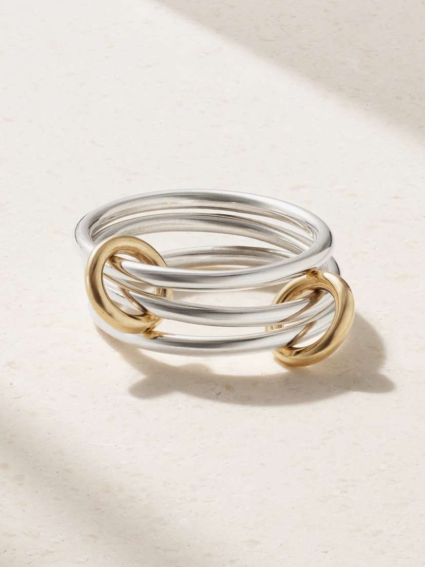 Spinelli Kilcollin Solarium Set Of Three Sterling Silver And 18-karat Gold Rings