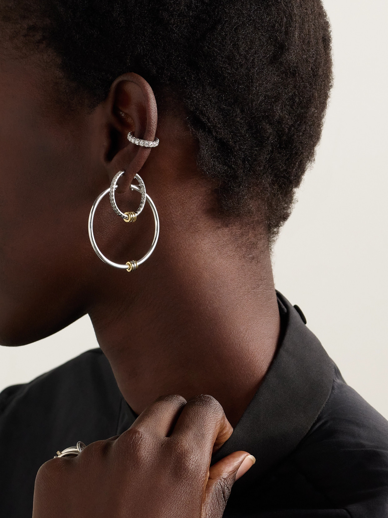 Spinelli Kilcollin Pegasus Sterling Silver And 18-karat Gold Hoop Earrings In Silver