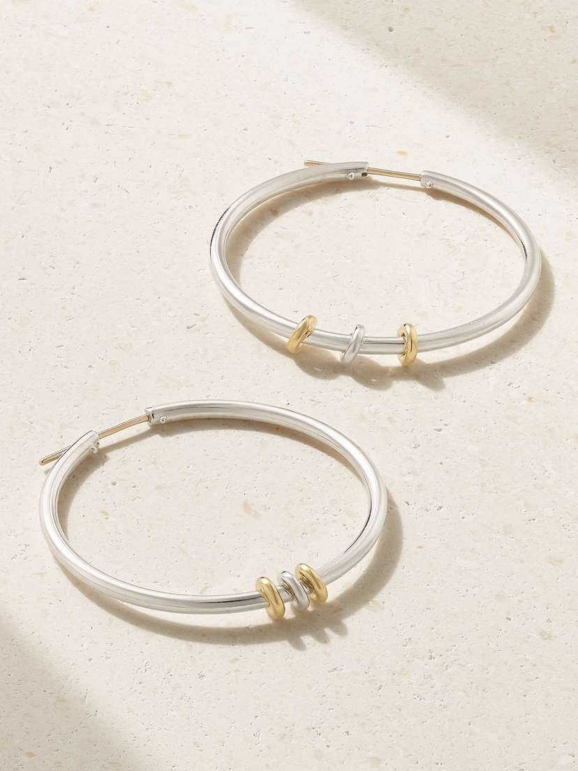 Spinelli Kilcollin Pegasus Sterling Silver And 18-karat Gold Hoop Earrings