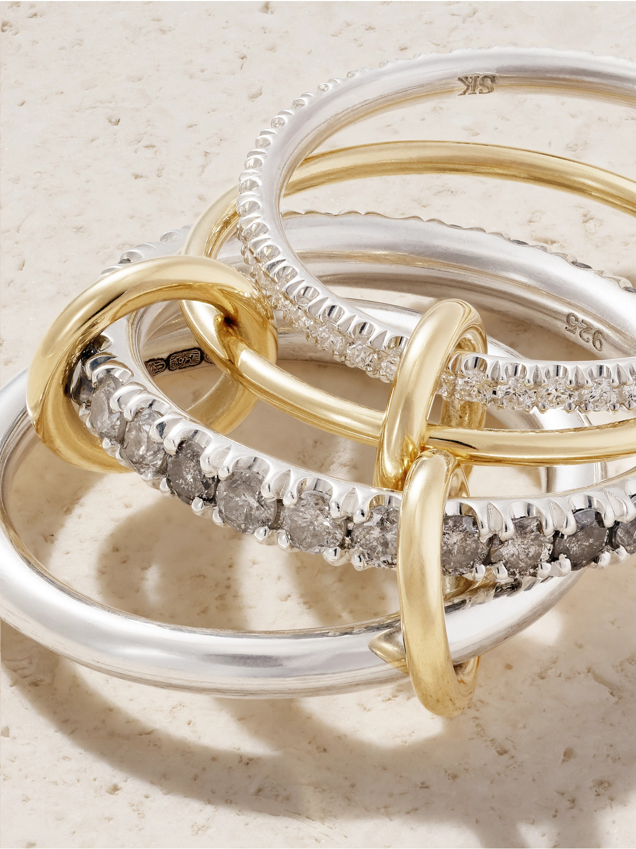 Spinelli Kilcollin Arla Sterling Silver And 18-karat Gold Diamond Ring In Metallic