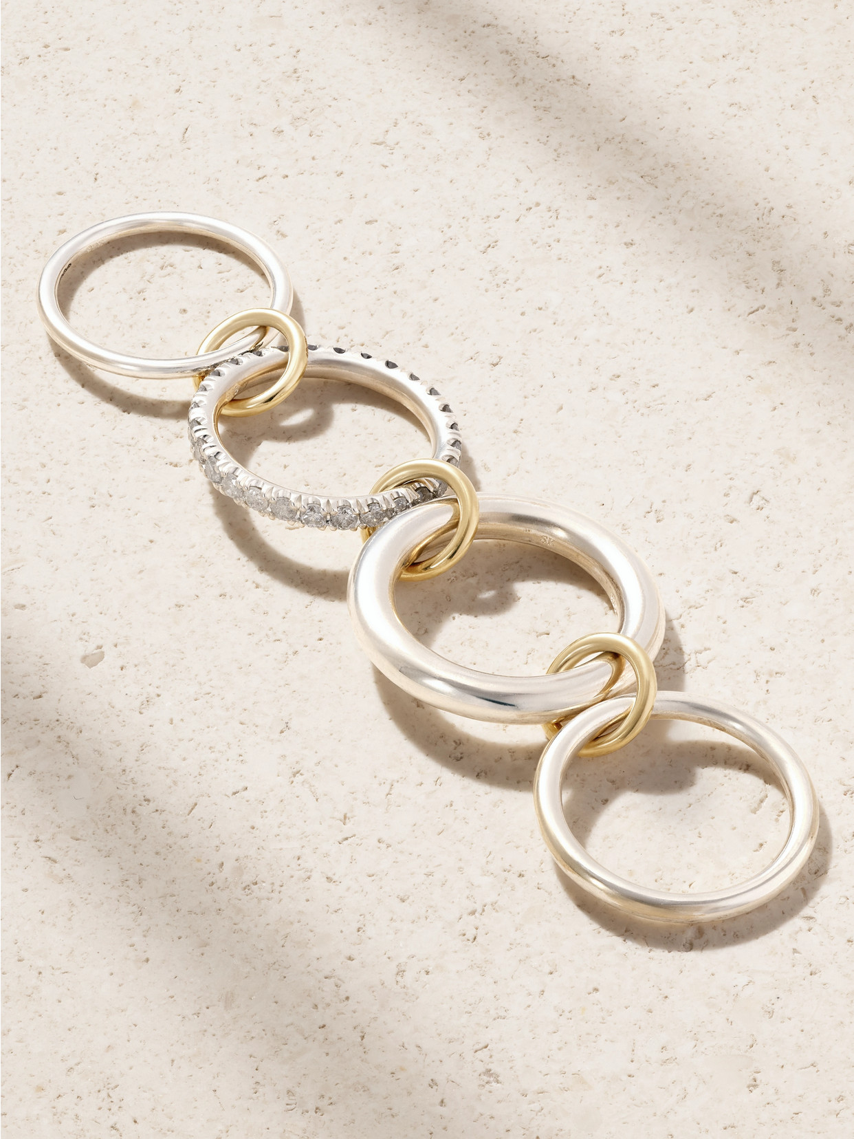 Spinelli Kilcollin Janssen Sterling Silver And 18-karat Gold Diamond Ring In Metallic