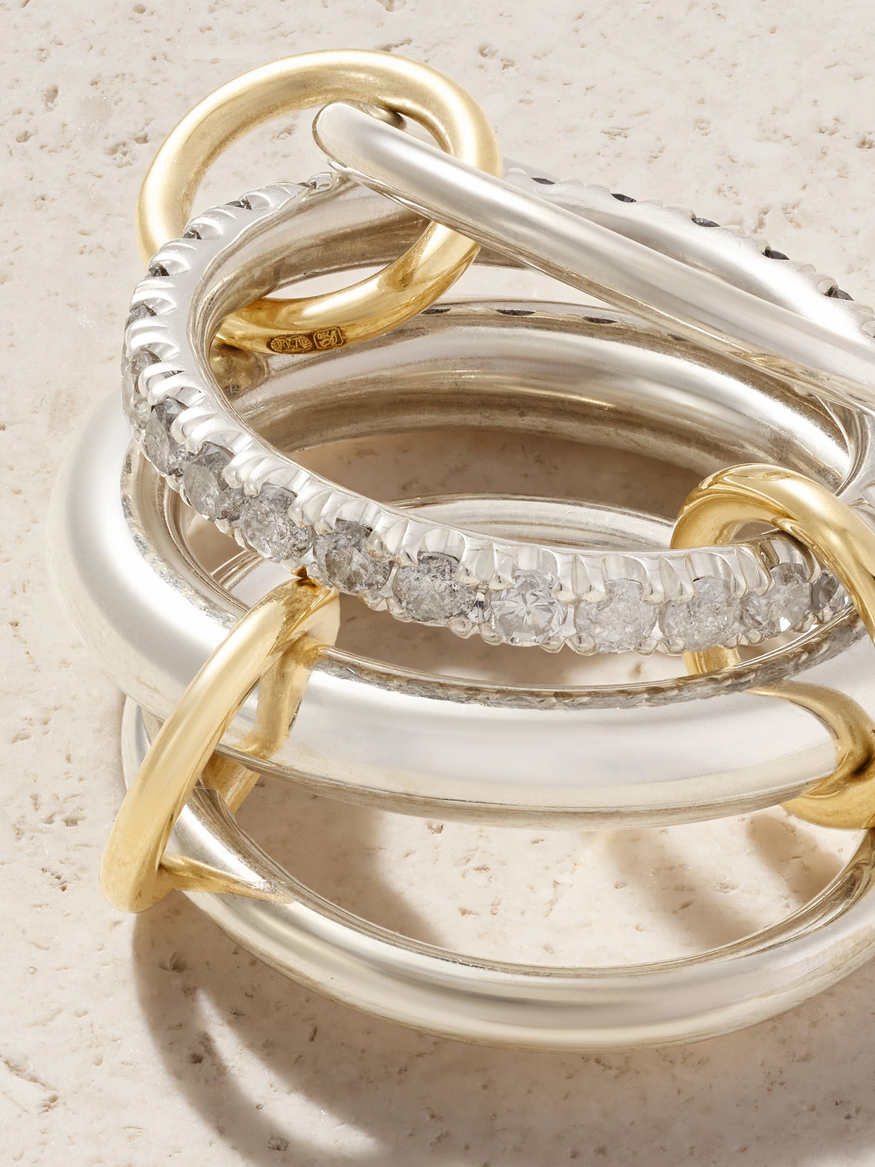 Spinelli Kilcollin Janssen Sterling Silver And 18-karat Gold Diamond Ring In Metallic