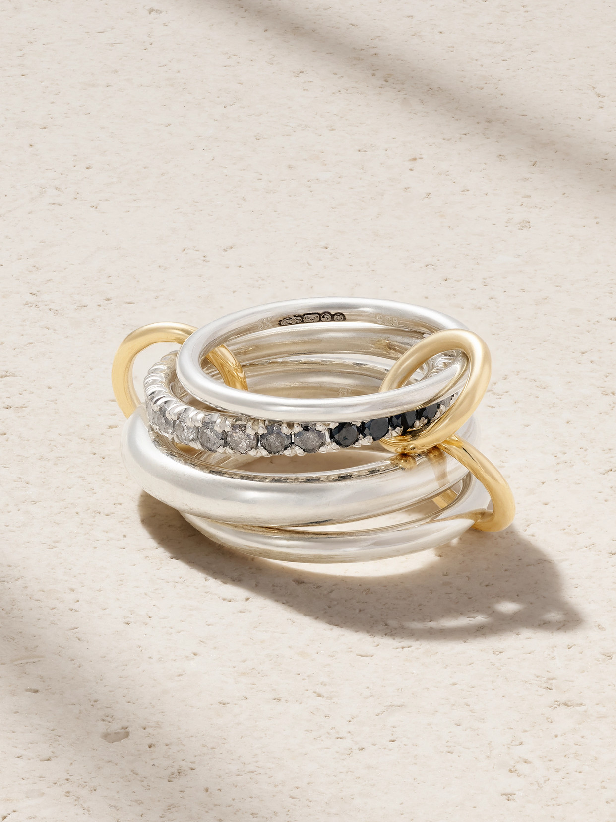Spinelli Kilcollin Janssen Sterling Silver And 18-karat Gold Diamond Ring In Metallic