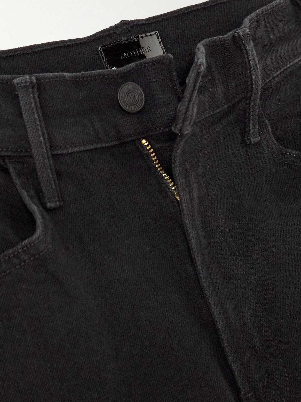 Mother The Hustler Roller Sneak High-rise Wide-leg Jeans In Black