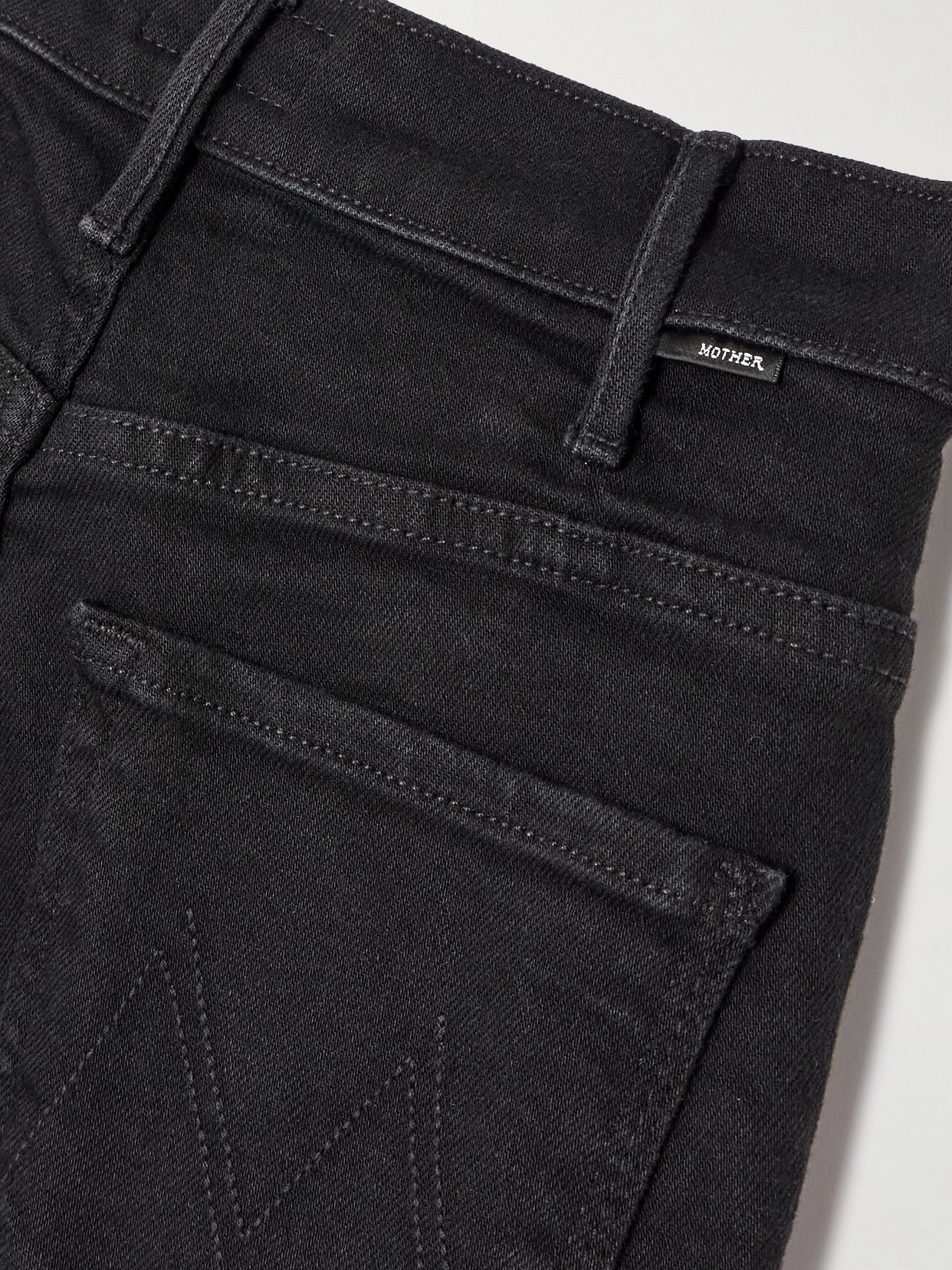 Mother The Hustler Roller Sneak High-rise Wide-leg Jeans In Black