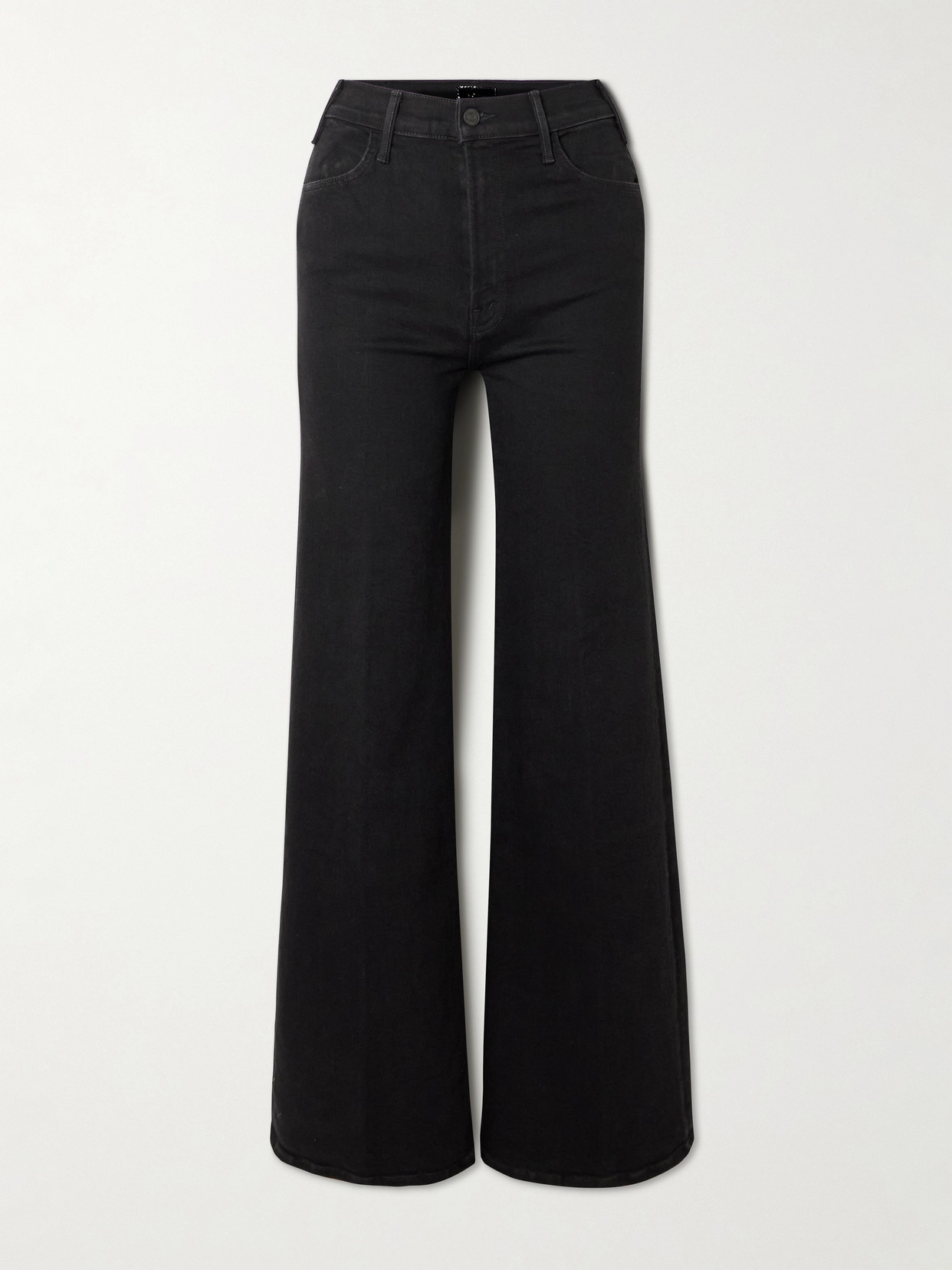 Mother The Hustler Roller Sneak High-rise Wide-leg Jeans In Black