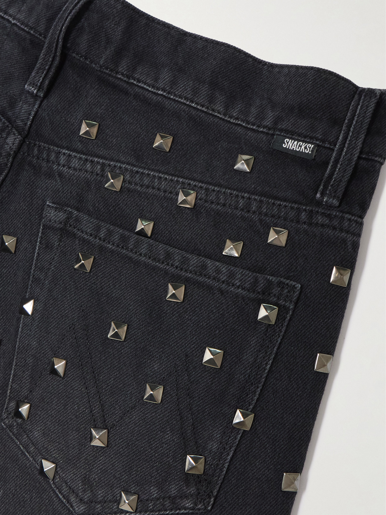 Mother The Smoothie Sneak Studded High-rise Wide-leg Recycled Jeans In Black