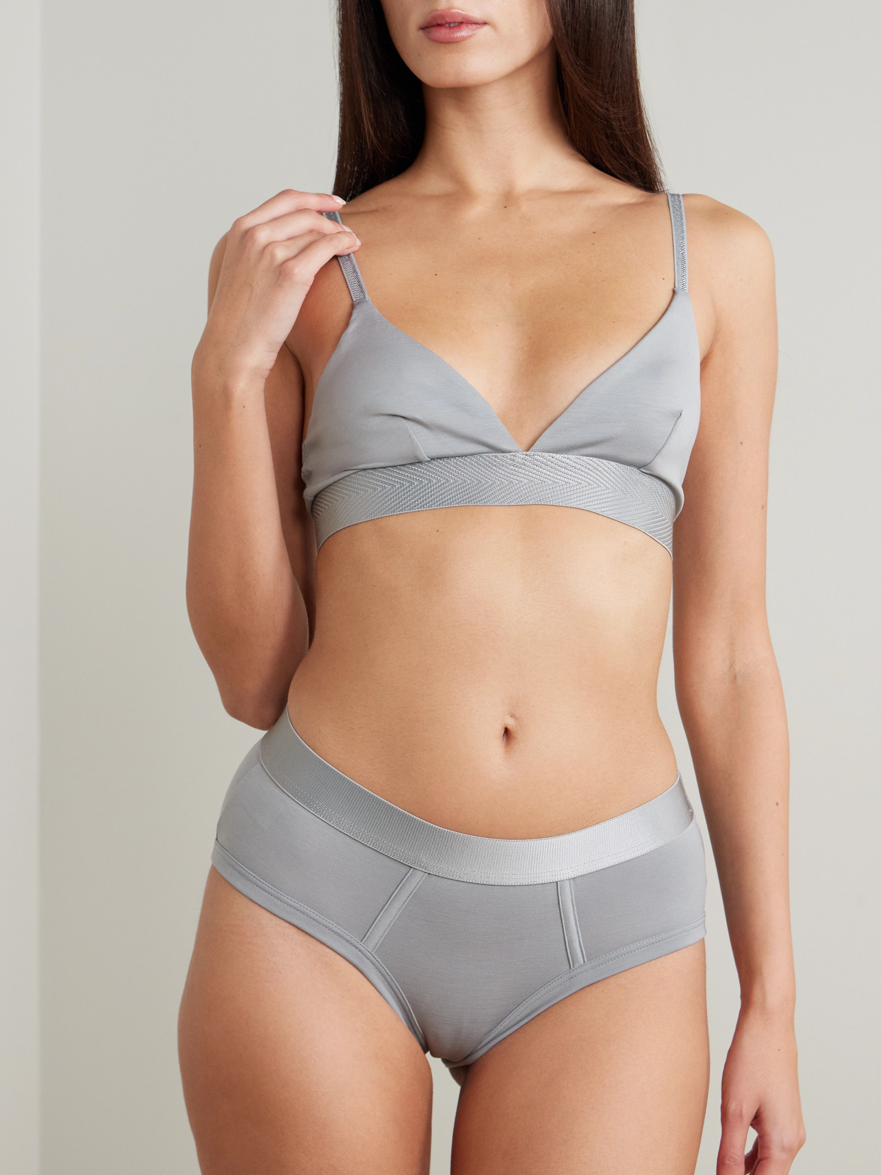 Cdlp Set Of Three Stretch-tencel Lyocell Briefs In Gray