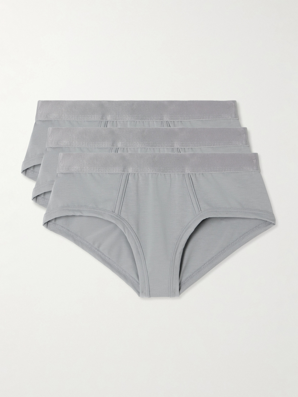 Cdlp Set Of Three Stretch-tencel Lyocell Briefs In Gray