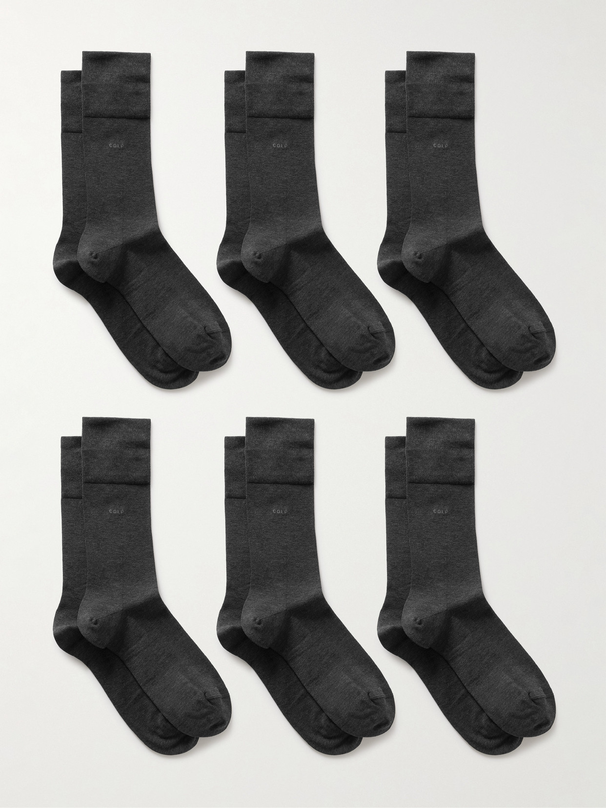 Cdlp Set Of Six Intarsia Cotton-blend Socks In Gray