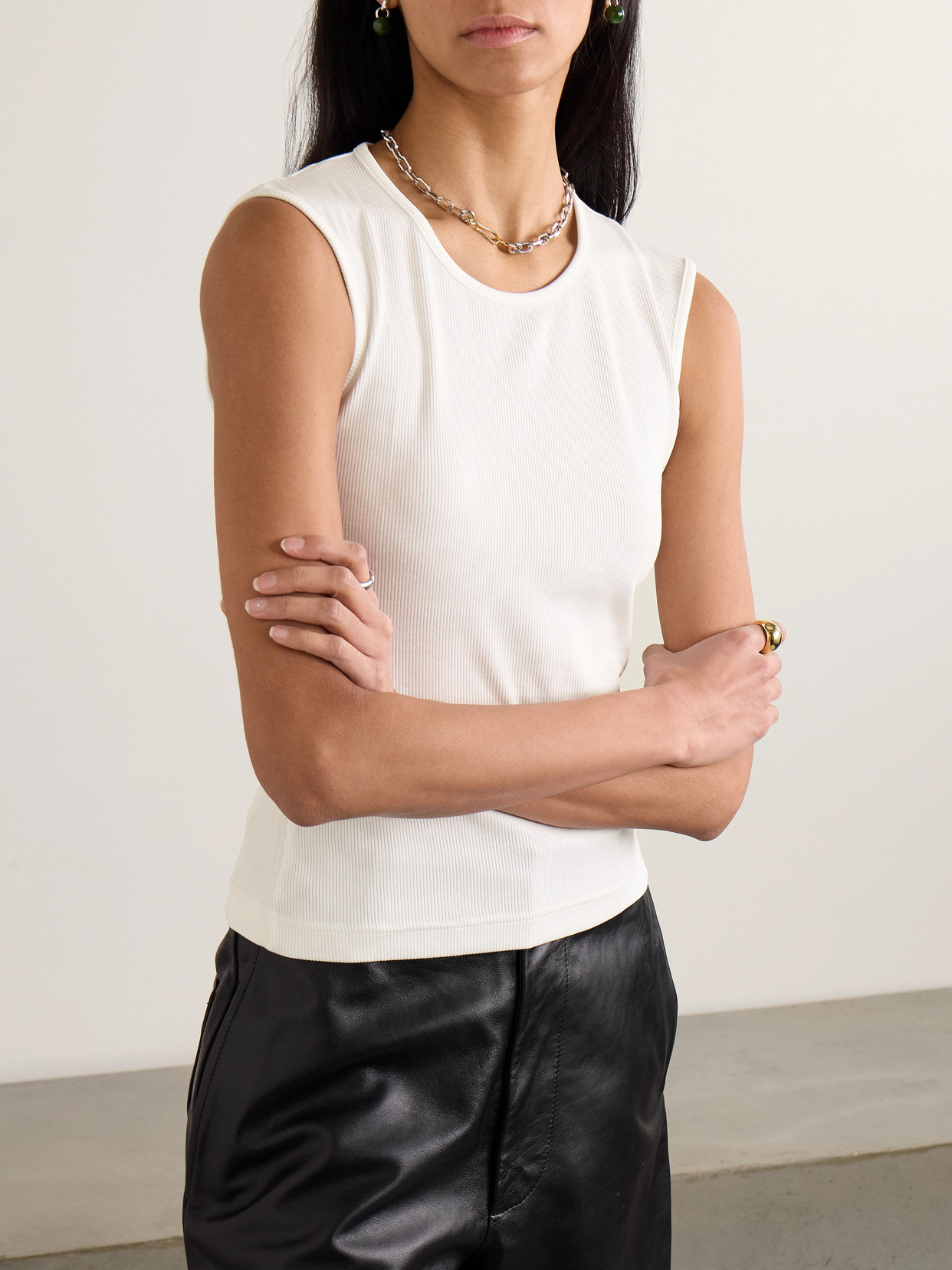 Cdlp Ribbed Tencel™ Lyocell And Cotton-blend Jersey Tank In White
