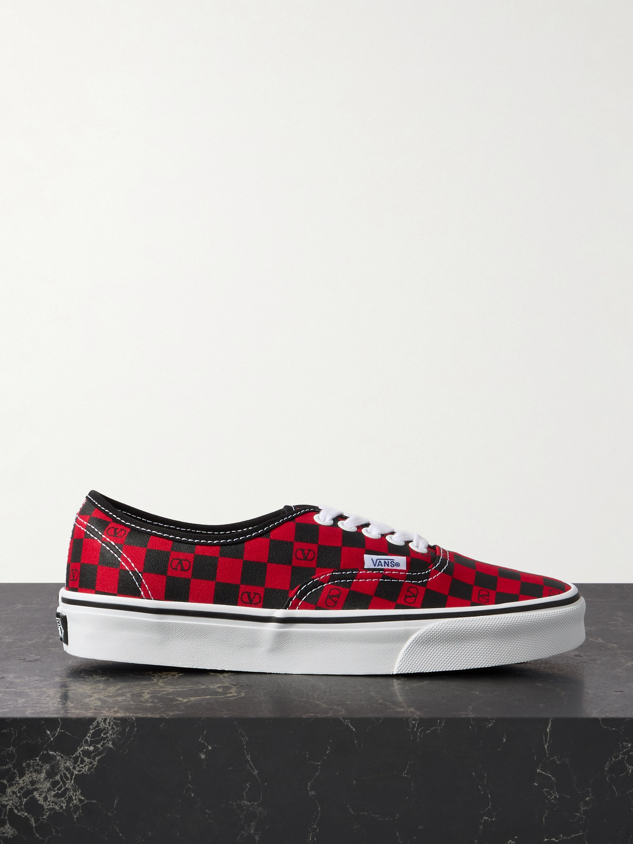 Valentino Garavani + Vans Authentic Checked Canvas Sneakers In Red