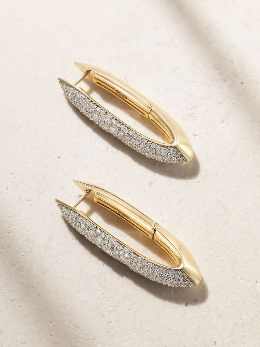 Uniform Object Splinter 18-karat Yellow And White Gold Diamond Earrings