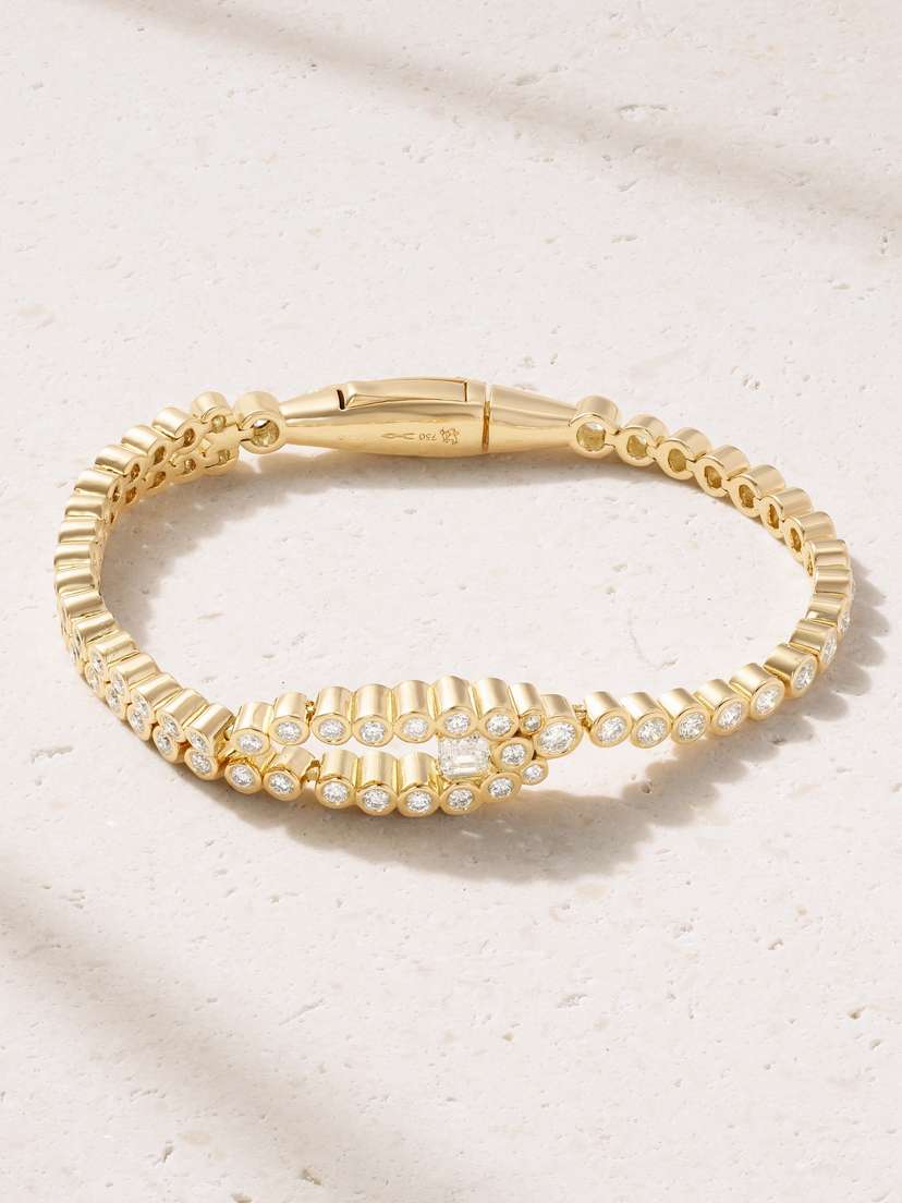 Uniform Object Tension 18-karat Gold Diamond Tennis Bracelet