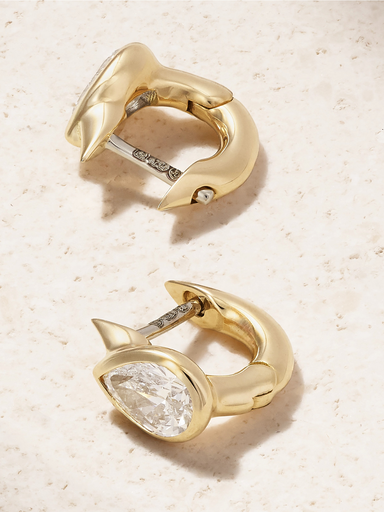 Uniform Object Stem Huggie 18-karat Gold Diamond Hoop Earrings In Gold
