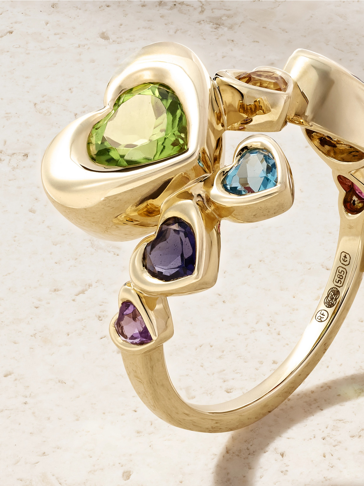 Roxanne First Twisted Heart Stack 14-karat Gold Multi-stone Ring In Multi