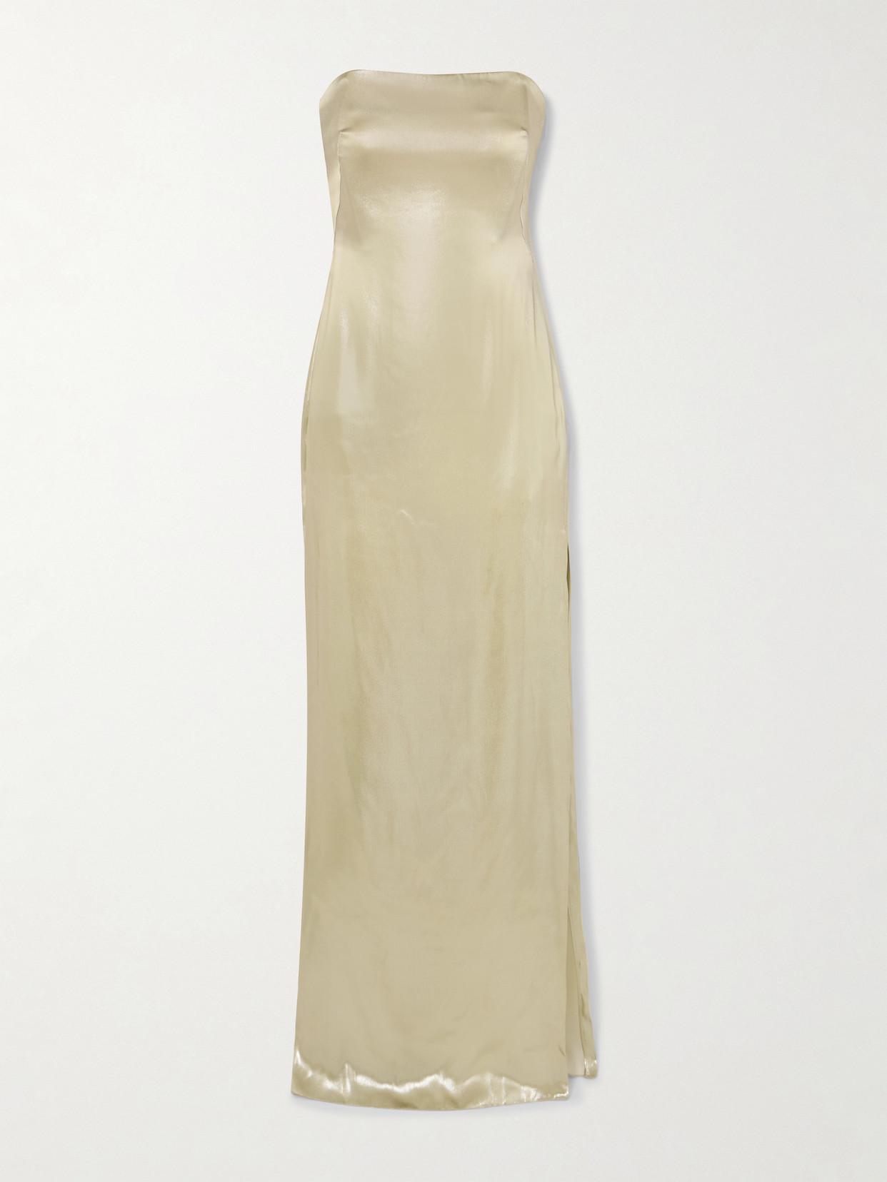 Galvan Ized Strapless Metallic Satin Gown In Gold
