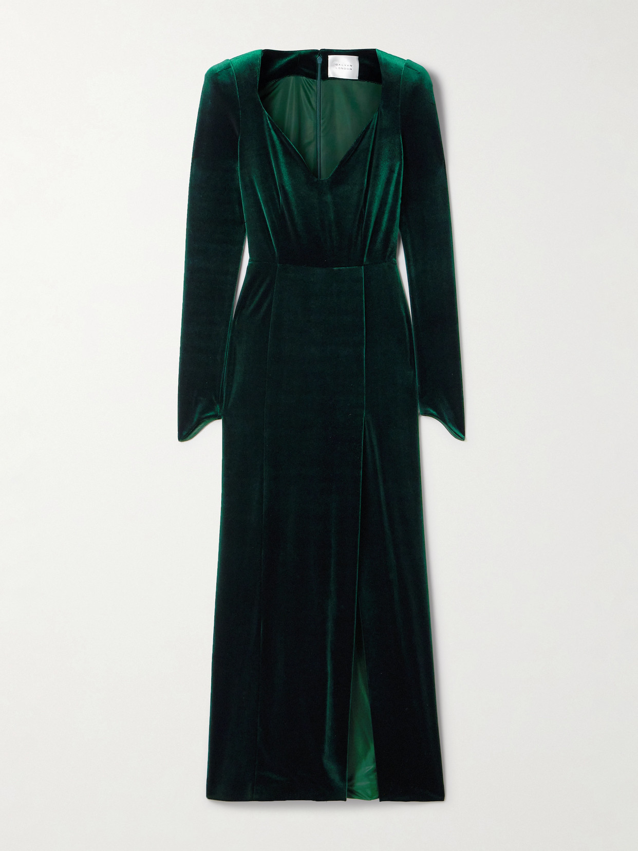 Galvan Stretch-velvet Gown In Green