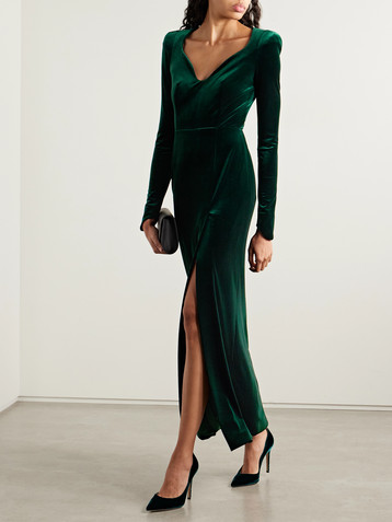 Galvan Stretch-velvet gown