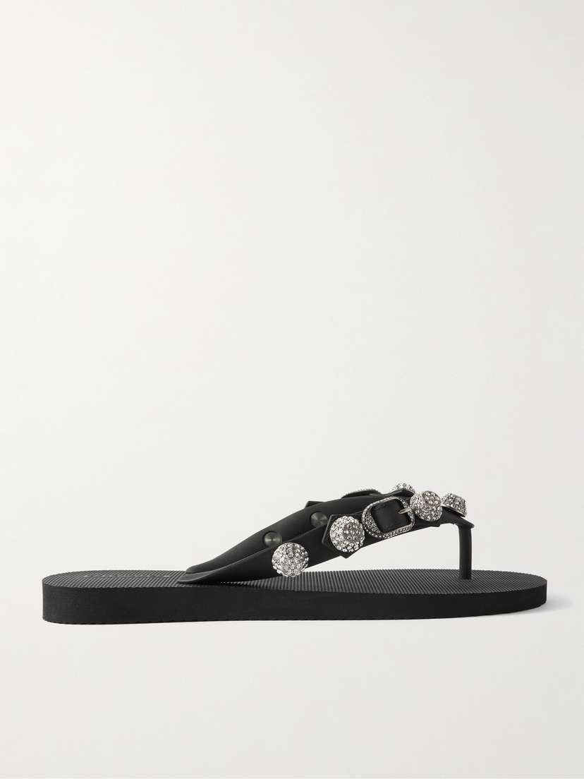 Balenciaga Cagole Embellished Rubber Flip Flops