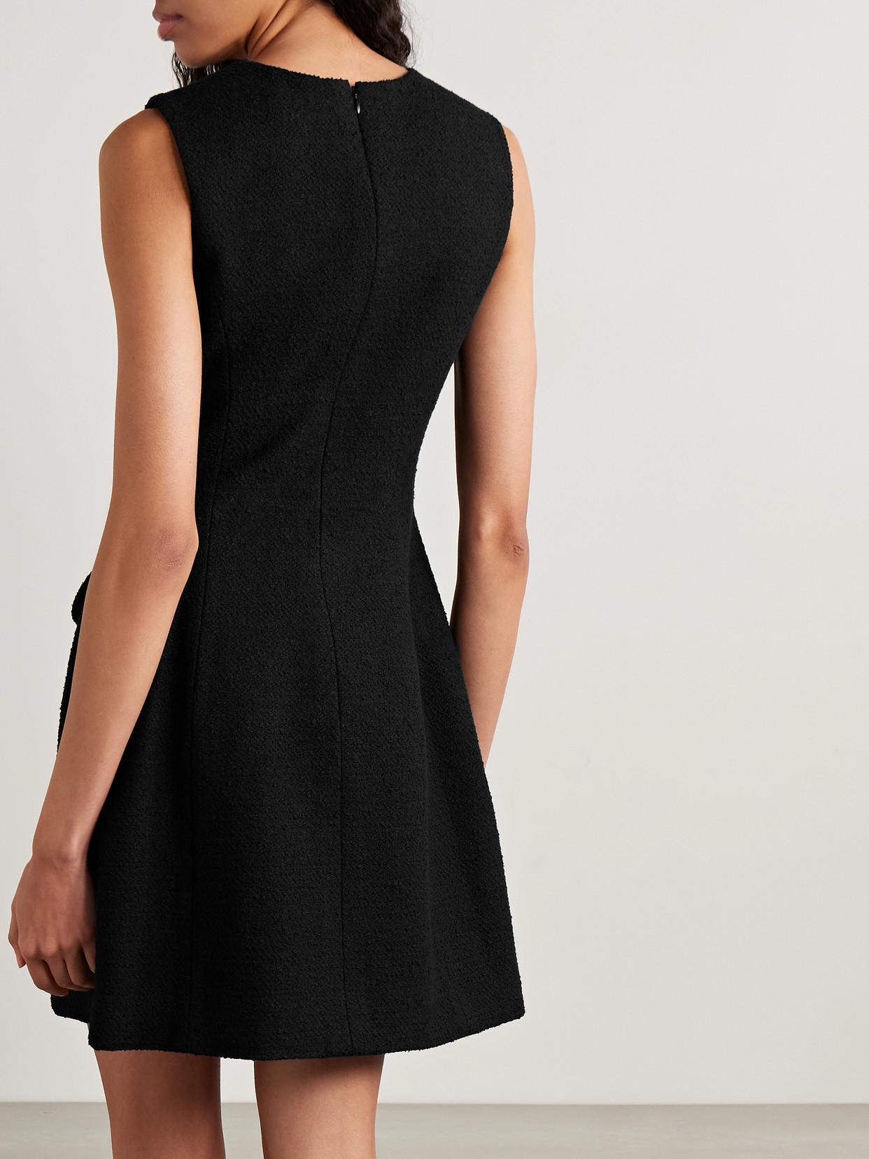 Oscar De La Renta Embellished Cotton-blend Tweed Mini Dress In Black