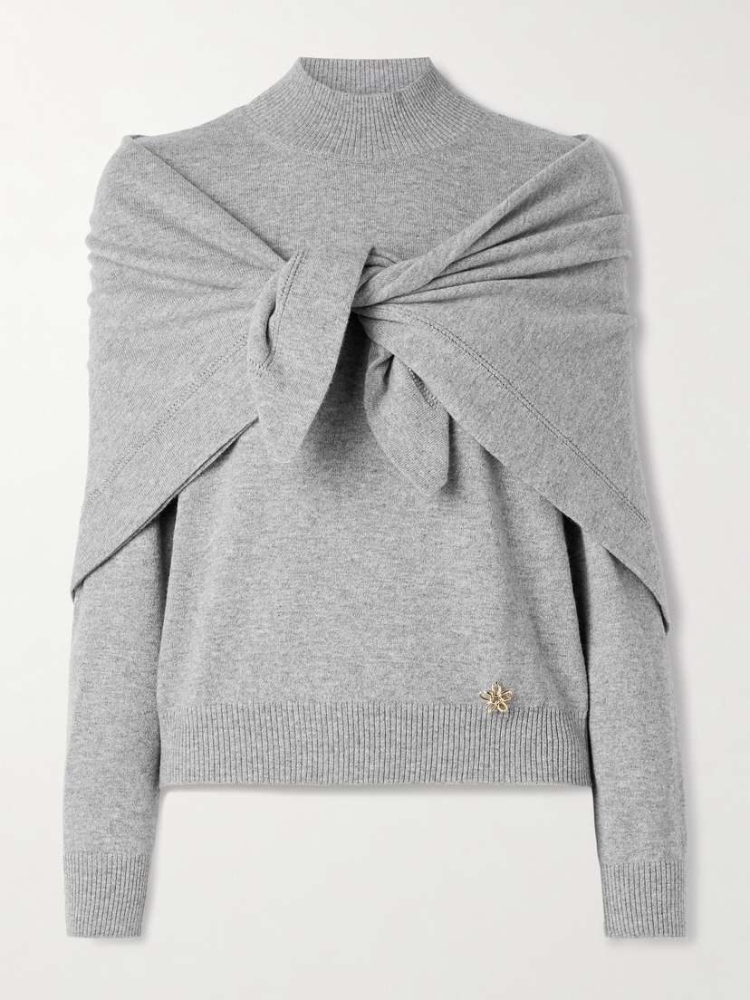 Oscar de la Renta Embellished Cashmere Sweater And Scarf Set