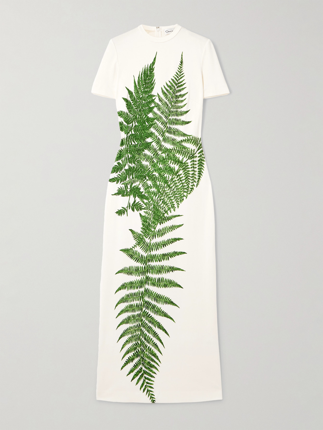 Oscar De La Renta Printed Jersey Maxi Dress In White