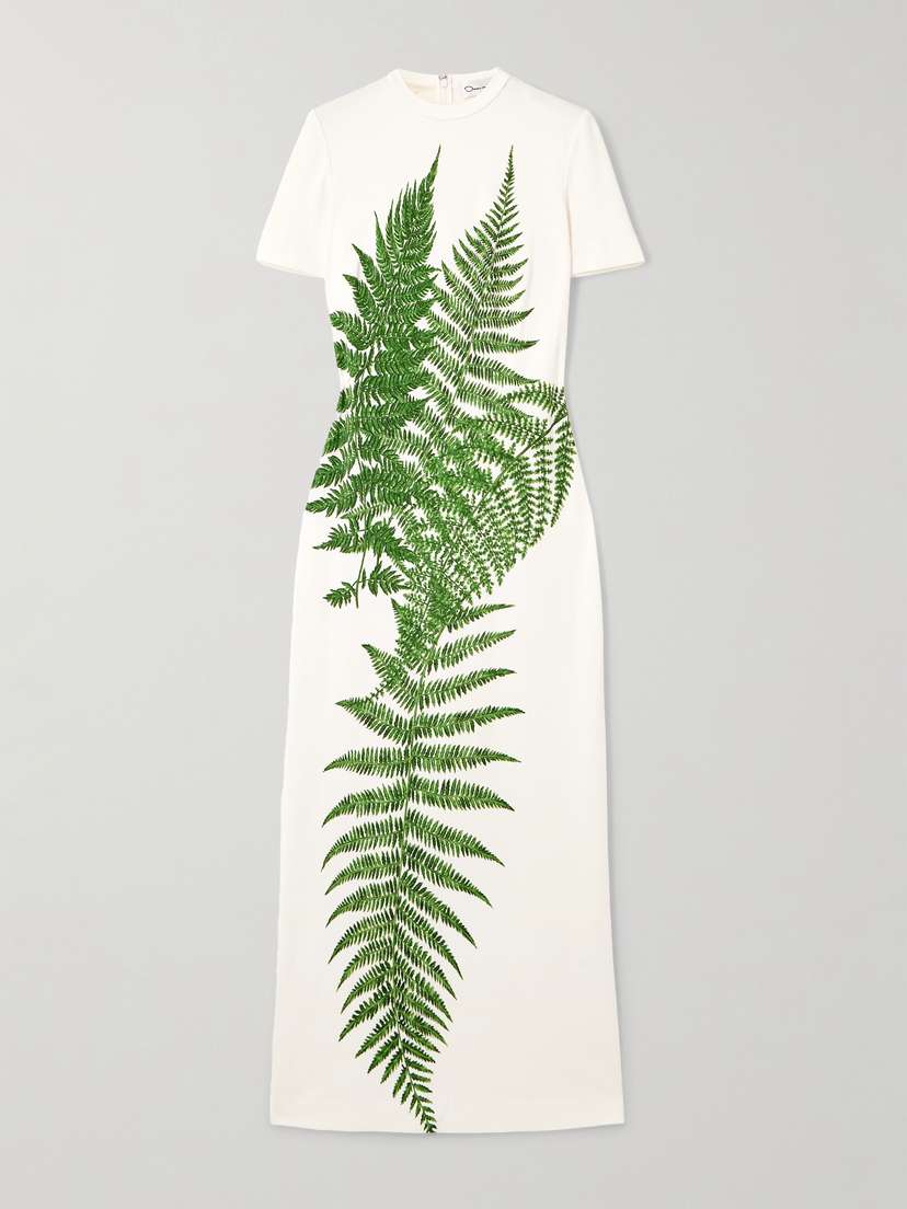 Oscar de la Renta Printed Jersey Maxi Dress