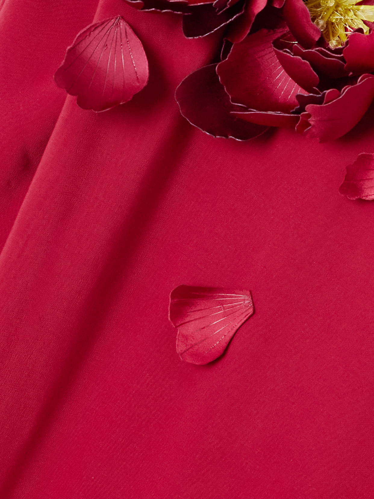 Oscar De La Renta Embellished Mesh-trimmed Crepe Gown In Red
