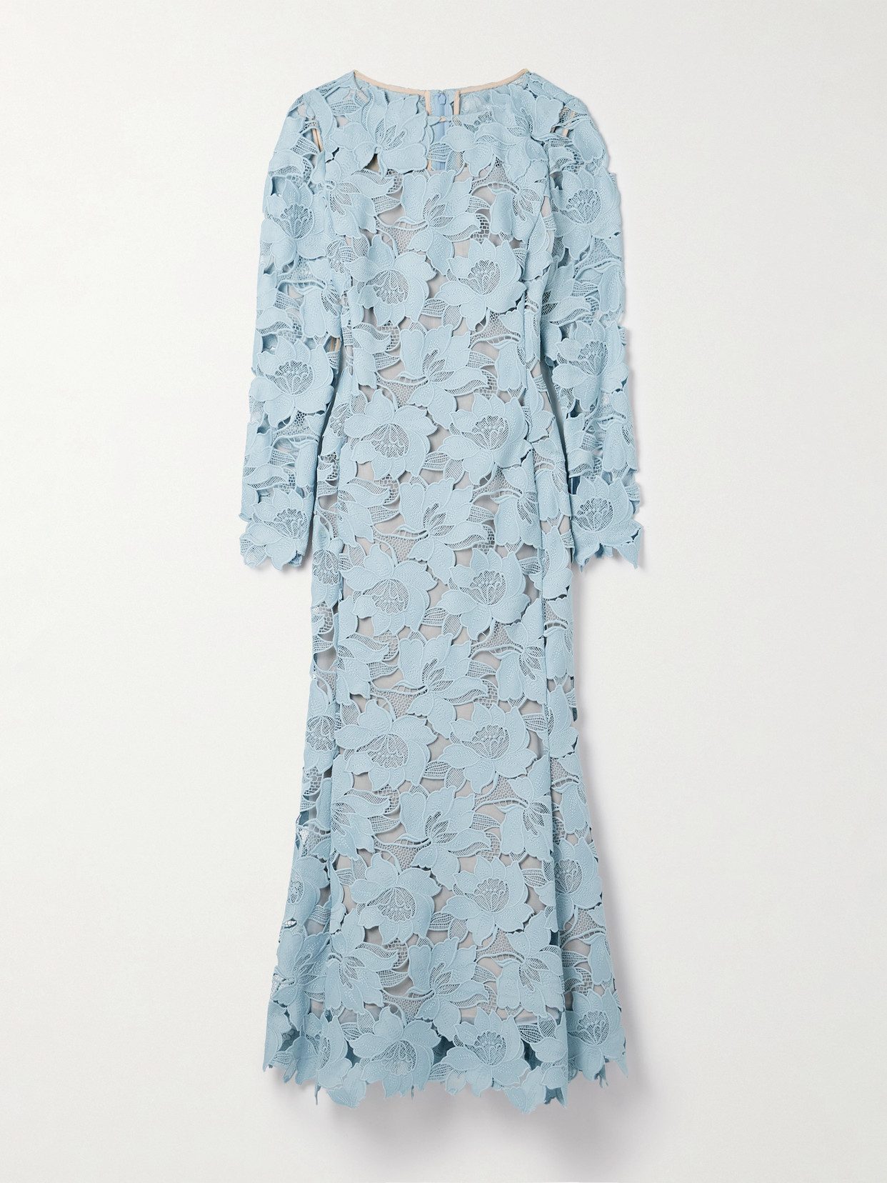 Oscar De La Renta Guipure Lace Midi Dress In Blue