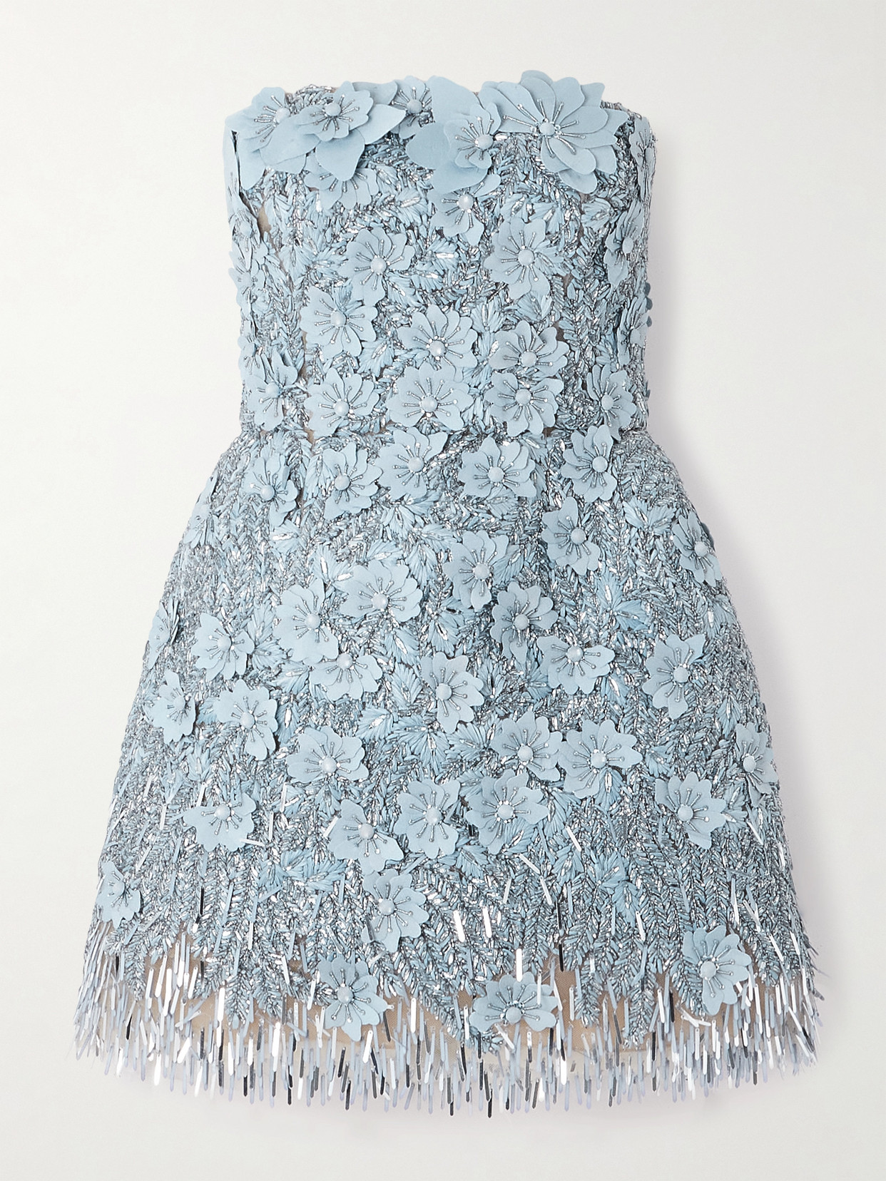 Oscar De La Renta Embellished Raffia Mini Dress In Multi