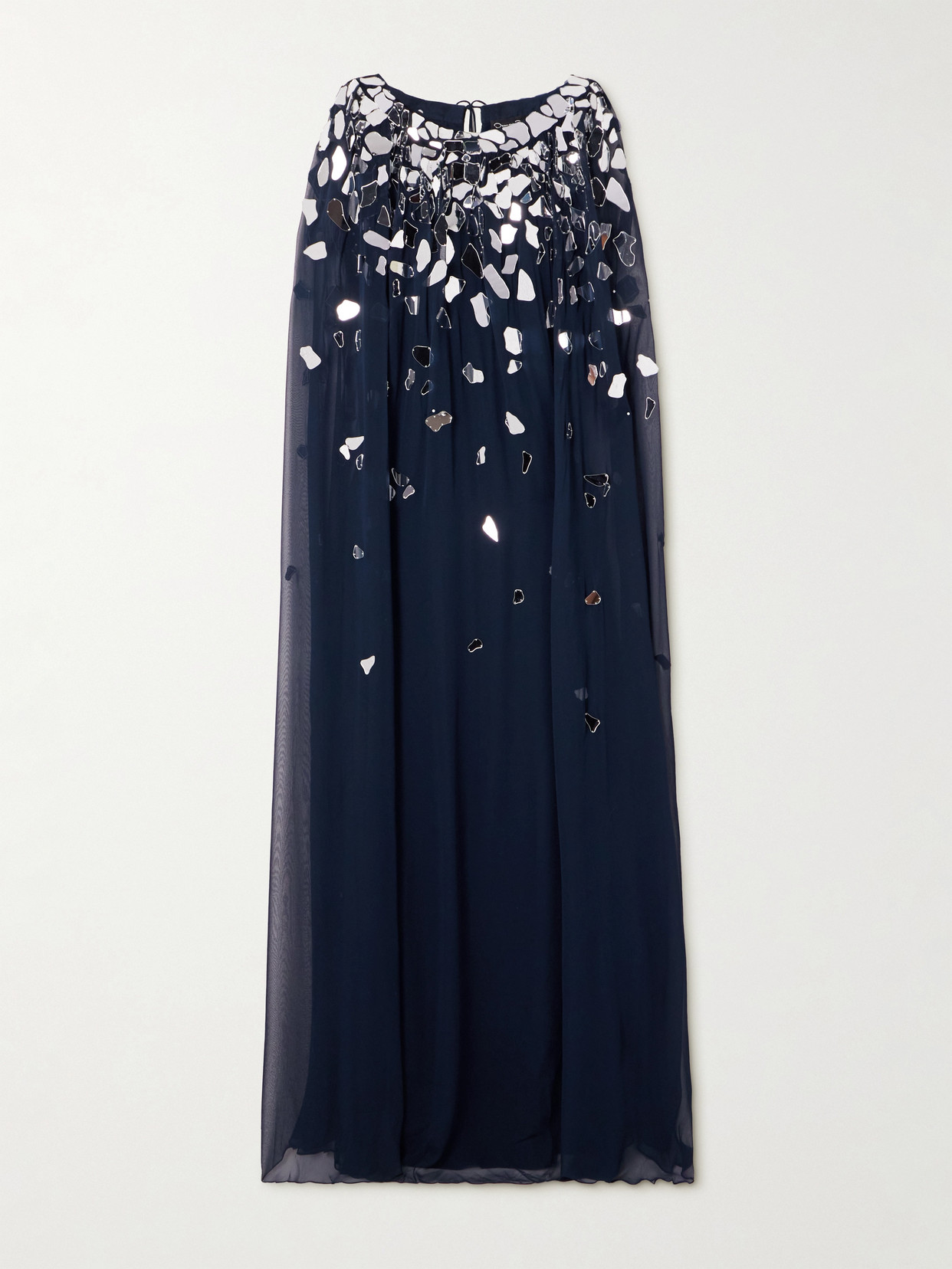 Oscar De La Renta Embellished Silk-chiffon Gown In Blue