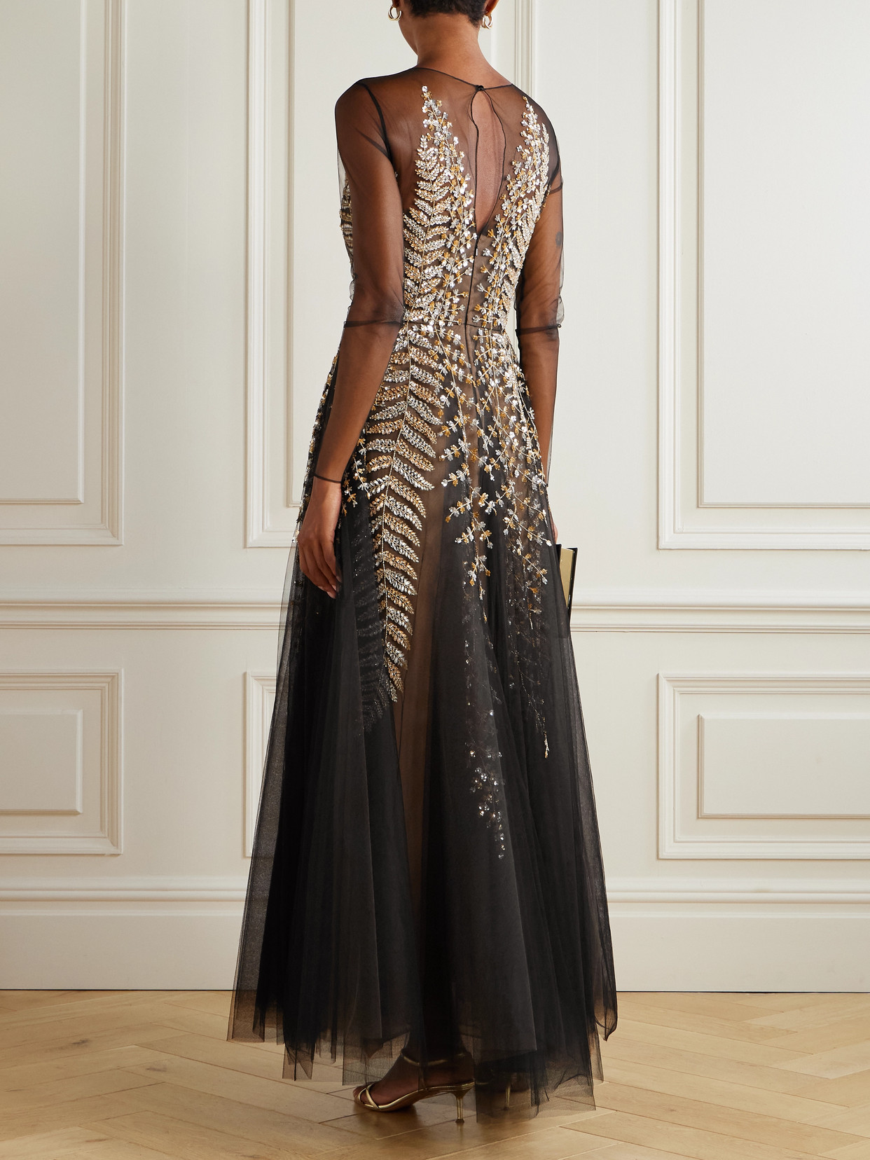 Oscar De La Renta Crystal, Bead And Sequin-embellished Pleated Tulle Midi Dress In Multi