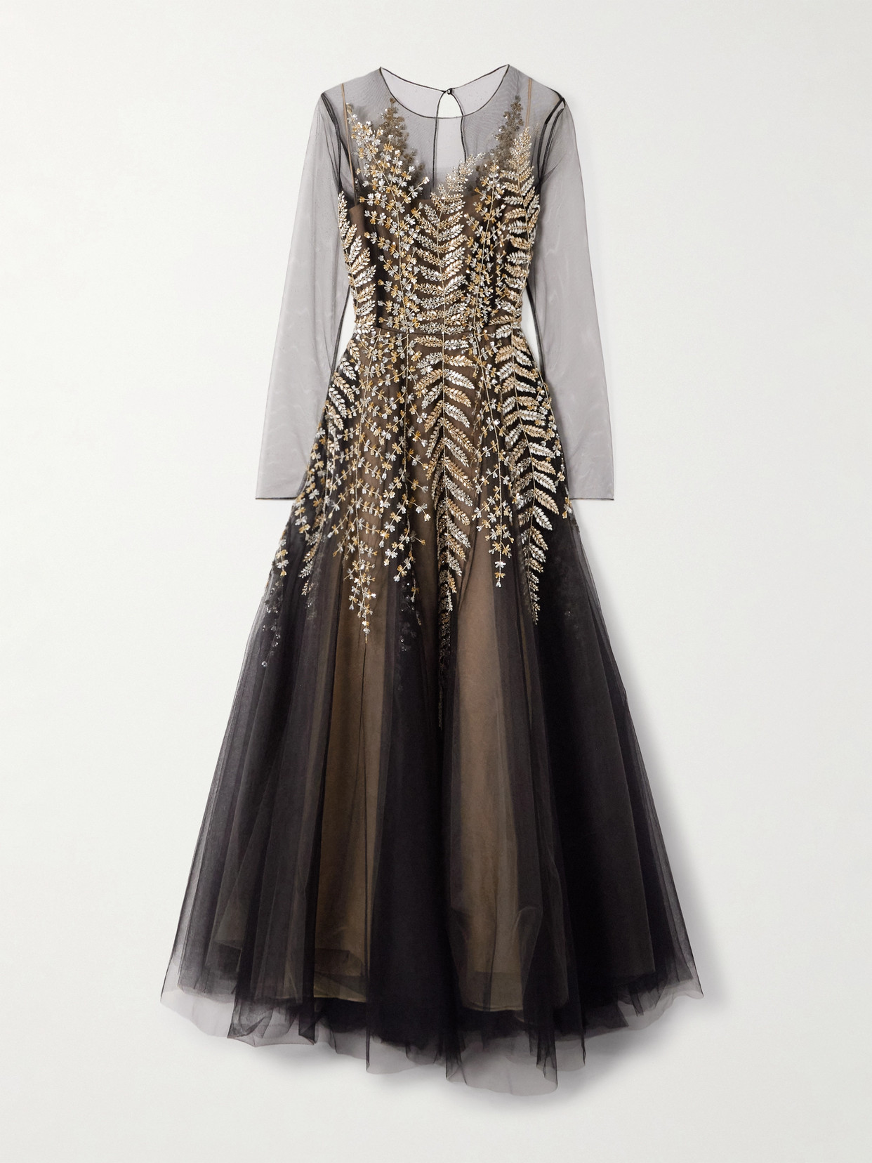 Oscar De La Renta Crystal, Bead And Sequin-embellished Pleated Tulle Midi Dress In Multi