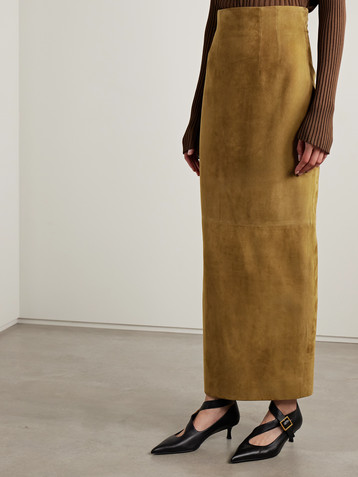KHAITE Loxley suede maxi skirt