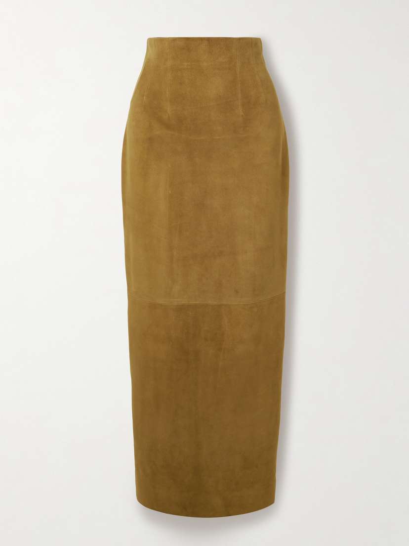 Khaite — Loxley suede maxi skirt