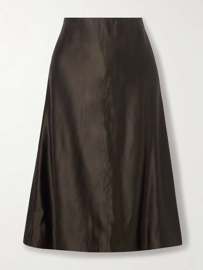 Khaite — Nania satin-twill midi skirt