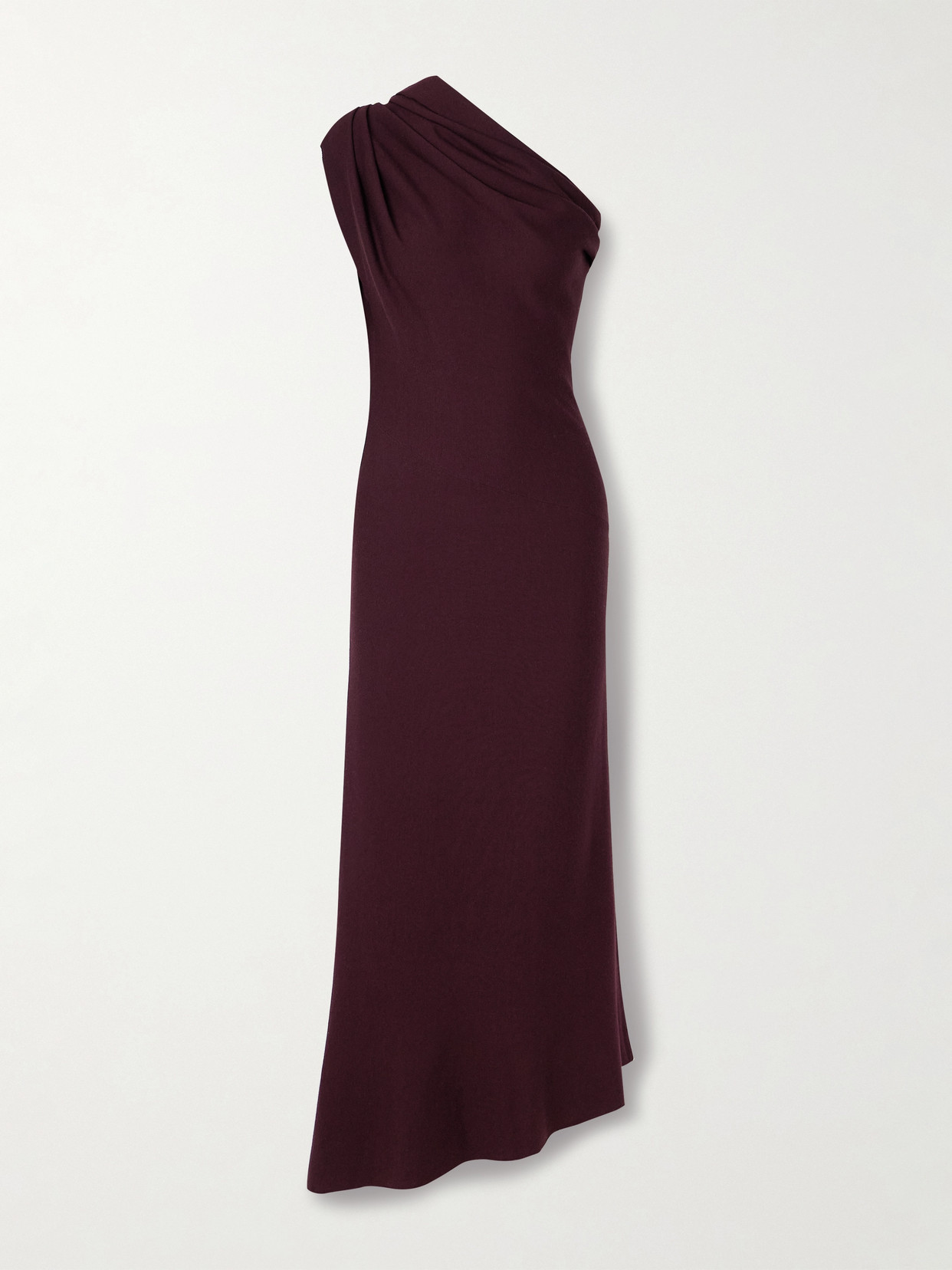 Khaite Coast One-shoulder Wool-blend Maxi Dress In Burgundy