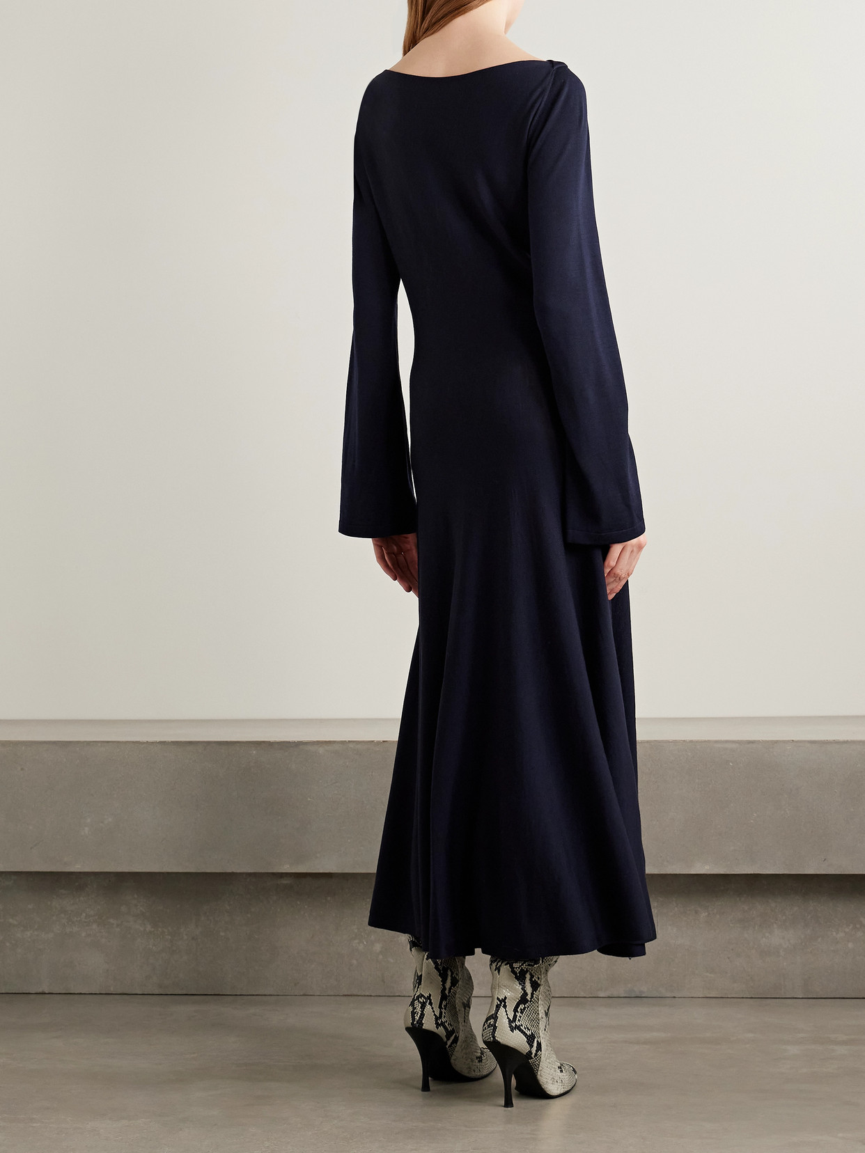 Khaite Ruth Wool Midi Dress In Blue